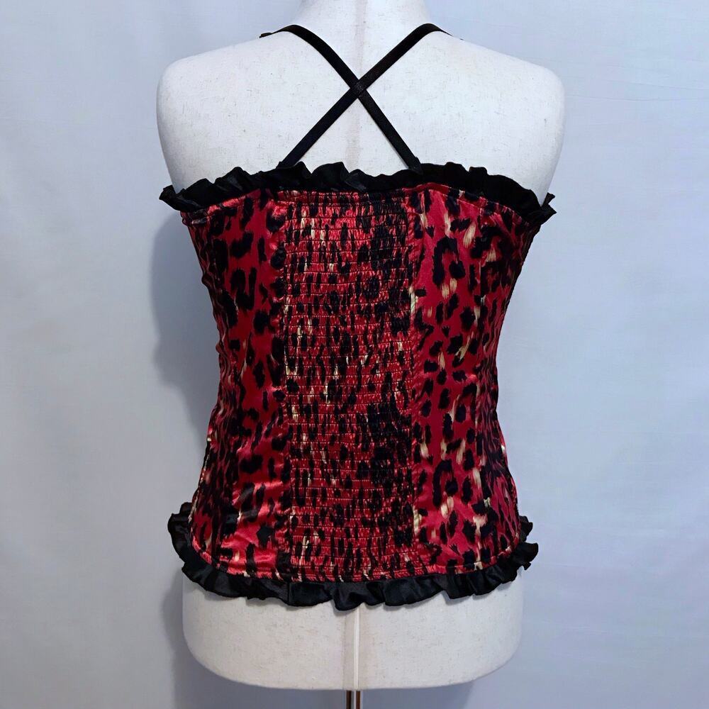 Check Me First NWT Red, Black and Beige Leopard Print Bustier Women XL - Picture 7 of 13